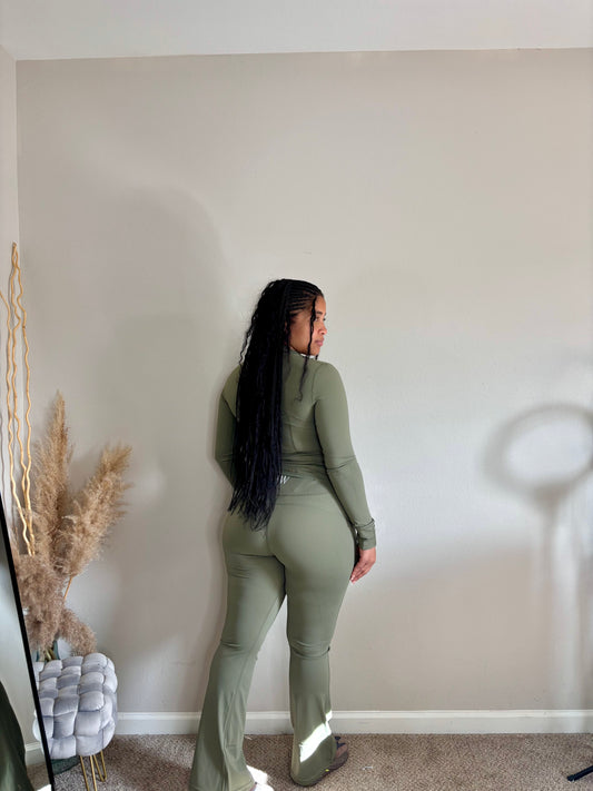 Sage Green Zip Up Set