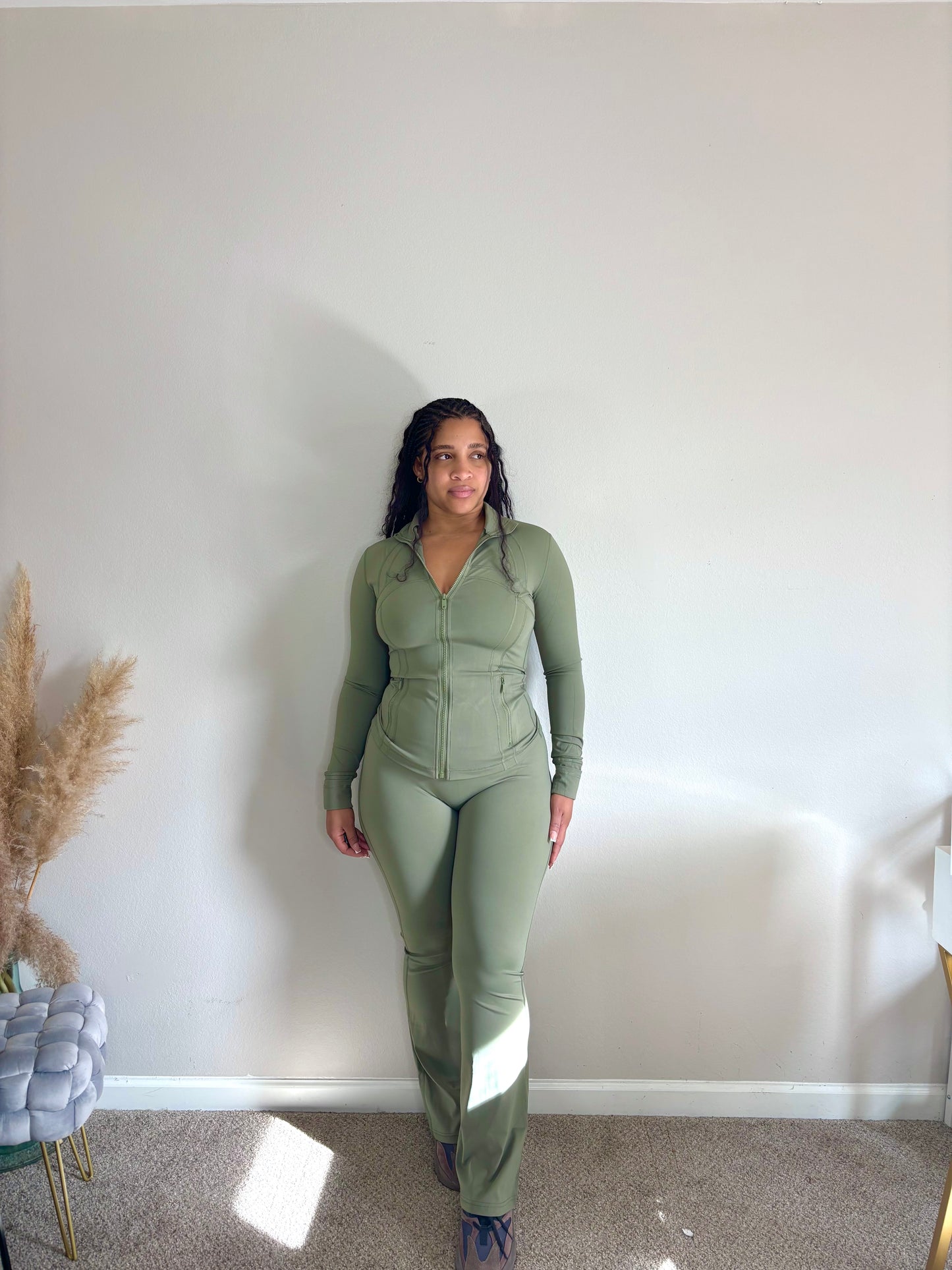 Sage Green Zip Up Set