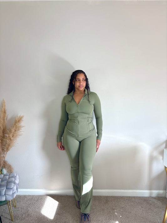 Sage Green Zip Up Set